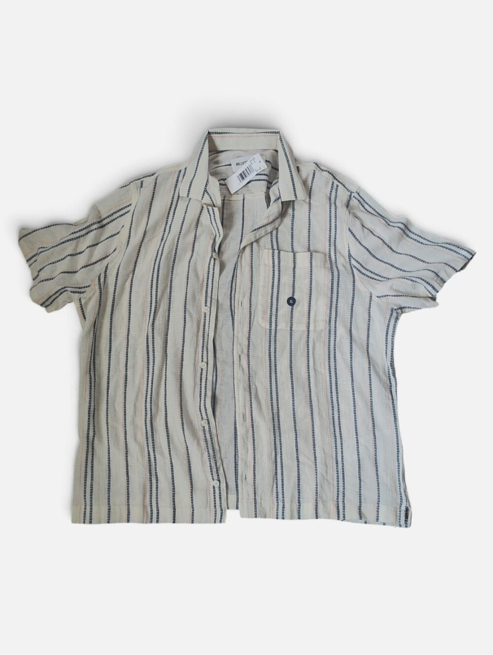NWT Hollister Short-Sleeve Striped Button-Up Shirt Size XL